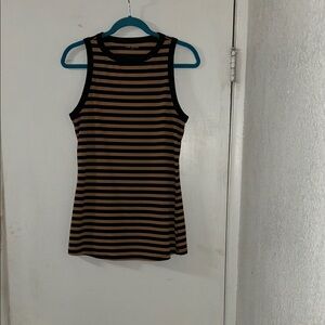 Lane Bryant Black and Brown Striped Tank Top and Shell